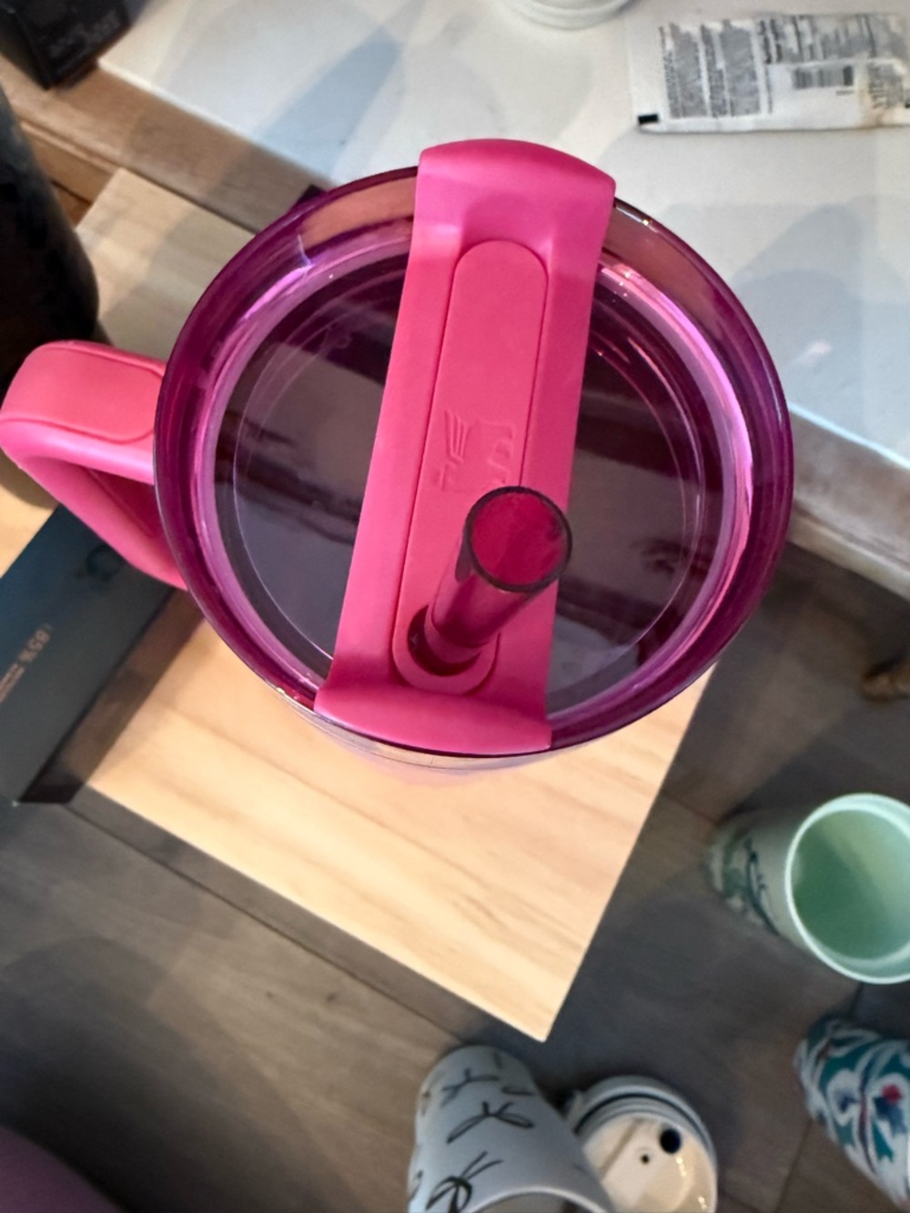 Stanley Pink Travel Mug with Handle and Straw - Picture 3 of 3